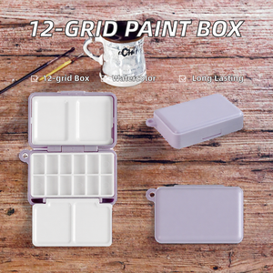 Nuevo Diseño, Caja de Paleta de Pintura de Acuarela Portátil Rectangular de Plástico con 12 Compartimentos, 60x38x16mm, para Viaje - Product Image 2