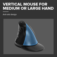 Souris verticale ergonomique Delux M618 BU, 6 boutons, 800/1200/1600 DPI, optique, pour droitier, avec repose-poignet, pour PC portable