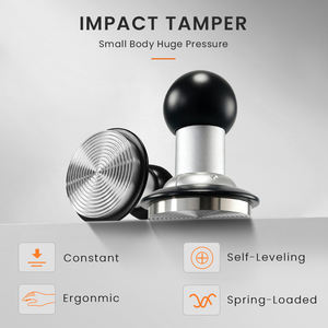 Base de café de acero inoxidable SUS304 de 51, 53, 58 mm con ajuste manual de profundidad, reutilizable, ecológica, con base ondulada de altura y 3 resortes para control de fuerza de impacto - Product Image 3