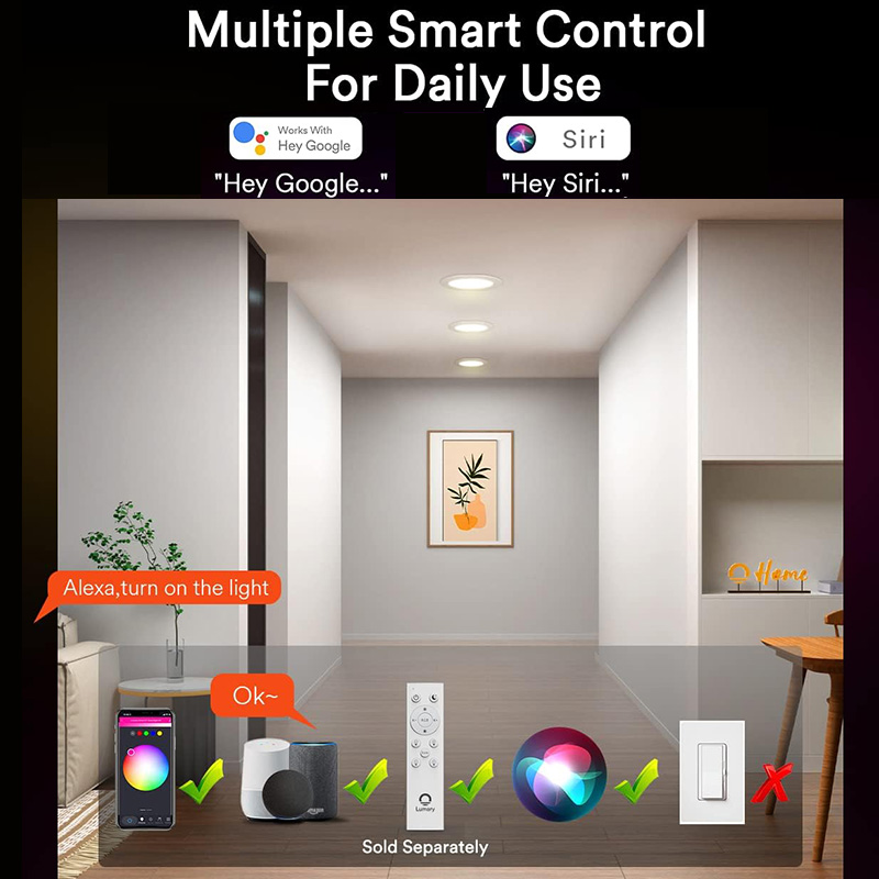 6 inch led can lights retrofit rgb recessed smart