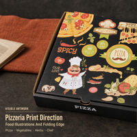 Boîte à pizza en papier imprimé avec couvercle pliable pour la restauration à emporter, la restauration collective et les fournisseurs d'emballages alimentaires en gros