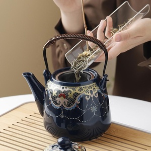 Tetera de Cerámica con Esmalte Brillante y Filtro Infusor, Esmalte Negro, Gran Capacidad, Estilo Japonés, Tetera Individual - Product Image 4