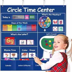 Usine préscolaire cercle temps Center salle de classe enfants apprentissage éducatif calendrier et météo cercle temps Center tableau de poche - Product Image 1
