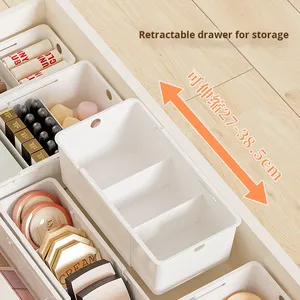 PP Rectangle Drawer <strong>Storage</strong> <strong>Box</strong> Retractable Adjustable Divider <strong>Stackable</strong> 1L Capacity for Kitchen Utensils Desktop Cosmetics - Product Image 3