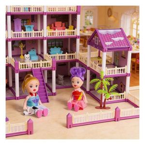 Casa de Juguete de Lujo con Diseño de Mansión, con Balcón, Piscina, Tobogán, Ascensor y Muebles, Regalo para Niños de 5 a 7 Años, para Cuarto de Juegos - Product Image 3