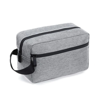 Sac de toilette pliable en polyester pour homme, personnalisé en gros, fermeture éclair, trousse de maquillage, organisateur de rasage, trousse de voyage