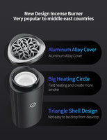 Brûleur d'encens électrique portable sans fil rechargeable pour le Coran, le Bukhoor et l'oud, idéal pour les musulmans du Moyen-Orient