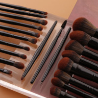 Ensemble de pinceaux de maquillage professionnels IPRESTA, manche en bois noir, pinceaux cosmétiques pour le visage et les yeux