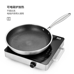 <span class=keywords><strong>Wok</strong></span> de acero inoxidable personalizado con tapa de vidrio, sartén, <span class=keywords><strong>WOK</strong></span> de panal, sartén China sin recubrimiento - Product Image 6