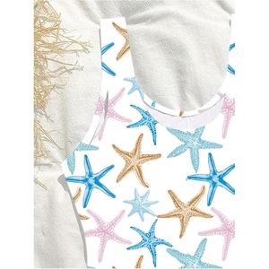 FOXA Maillot de bain une pièce pour fille, imprimé étoile de mer, sans manches, col rond, extensible, en spandex et polyester - Product Image 4