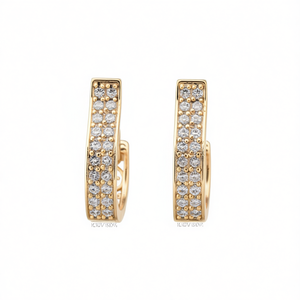 Orecchini a Cerchio in Oro Bianco E4557 con Diamanti Taglio Brillante Rotondo, Montatura a Castone, Gioielli Classici da Donna - Product Image 1