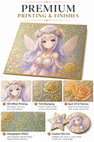 Papan Seni Shikishi Anime Kustom dengan Cetakan Foil Emas Holografik Laser, Koleksi Autograf, Dilengkapi Penyangga