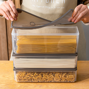 Boîte de rangement rectangulaire transparente <span class=keywords><strong>empilable</strong></span> pour céréales et pâtes italiennes, en plastique, avec mesure quantitative - Product Image 2