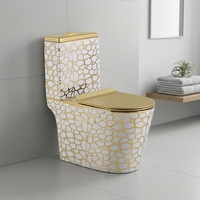 WC monobloc rétro doré, électroplaqué, à chasse d'eau rapide (Tornado), économie d'eau 4,5 L, facile à nettoyer