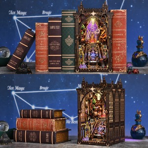 Hamaileon MDF Puzzle serre-livres cadeau mystique zodiaque CH07 Miniature maison décor bricolage artisanat <span class=keywords><strong>livre</strong></span> coin LED étagère astrologie décor - Product Image 3