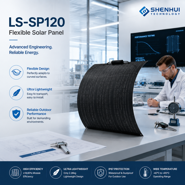 120W Flexible Solar Panel Monocrystalline PV Module Lightweight Bendable Solar Panel for RV Marine Camping Off Grid System