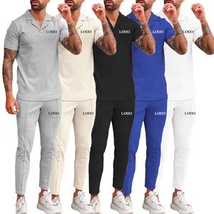 Chinese Factories Men Black 2 Piece Sets Plus Size 2 Piece Short Sets Unisex Short Sleeve Tshirt Set Printing Tracksuits