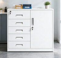 Armoire de rangement blanche TOP TOWER avec 6 tiroirs et 1 porte verrouillable, commode en acier pour la maison ou le bureau