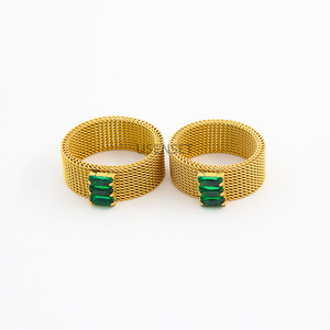 Tagor nouvelle bague en maille de luxe hommes et femmes encart Zircon inélastique acier inoxydable haute qualité commerce extérieur accessoires <span class=keywords><strong>YS300</strong></span> - Product Image 2
