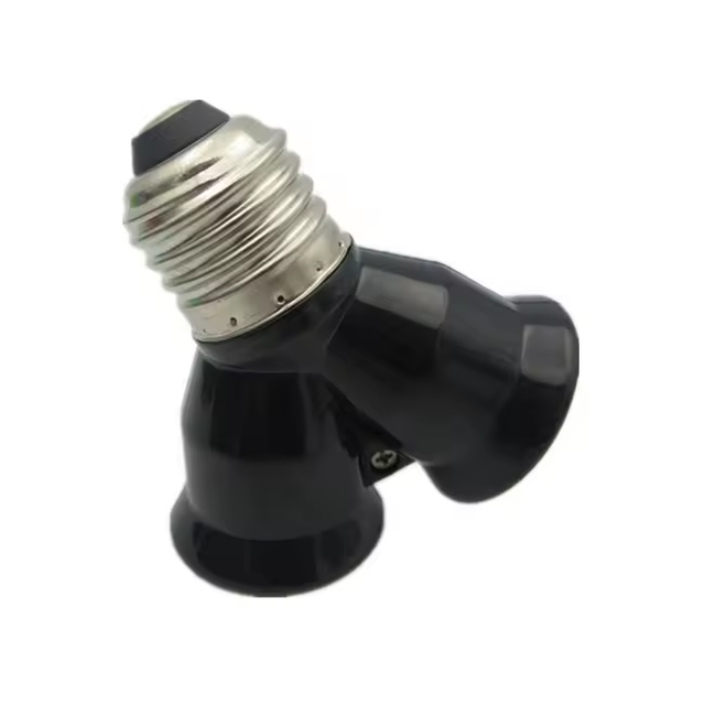 Wholesale 1 to 2 E27 LED Lamp Bulb Adapter Converter Splitter Base Socket Black Adapter