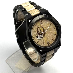 럭셔리 대리석 스톤 다이얼 스테인레스 스틸 및 대리석 스트랩 울트라 얇은 석영 운동 남성 손목 시계 - Product Image 2