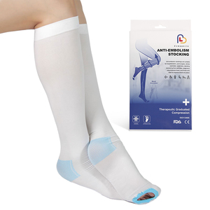 Compports White Brand <span class=keywords><strong>Nylon</strong></span> Unisex 15-20 MMHG Kniekousen tegen trombose met doosverpakking - Product Image 1