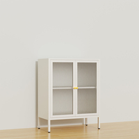 Buffet en métal de style nordique avec armoire en verre Changhong Casier de rangement à vaisselle multicouche pour balcon et salon