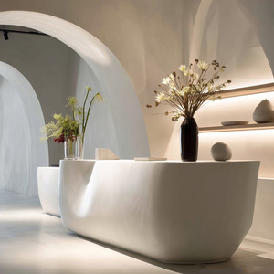 Mostrador de Recepción Extensible Moderno de Lujo Impreso en 3D con Diseño de Onda Escultural para Hoteles, Edificios de Oficinas y Centros Comerciales - Product Image 4