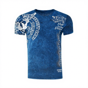 T-shirt décontracté pour homme, 100 % coton, léger et respirant, avec impression numérique et logo personnalisé de votre marque, effet délavé à l'acide, vente en gros - Product Image 1
