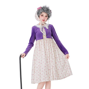 Costume de grand-mère amusant pour adultes pour Halloween, robe florale, tenue de fête cosplay pour <span class=keywords><strong>vieille</strong></span> <span class=keywords><strong>dame</strong></span> - Product Image 2