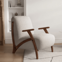Chaise d'appoint moderne et écologique avec dossier rembourré et pieds en teck doré massif pour la maison, le bureau, la salle à manger, le salon, la chambre à coucher, l'hôtel