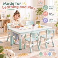 Ensemble table et chaise réglables pour enfants, idéal pour la maternelle et la garderie, avec plateau d'écriture et tailles personnalisables