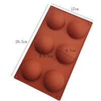 Moule à pâtisserie en silicone sans BPA, grande taille, 6 trous, demi-rond, pour chocolat, gâteau, pudding