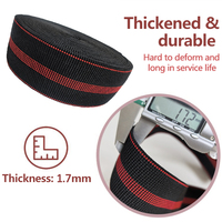Sangle en polypropylène tissé et caoutchouc pour meubles, chaises et canapés, épaisseur 1,7 mm, élastique, noir/rouge, largeur 7 cm, personnalisable
