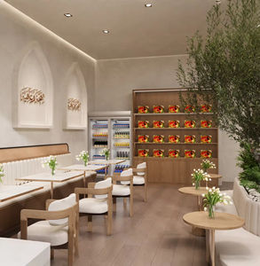 Diseño Interior Moderno para Cafetería, Servicio de Mobiliario Comercial Personalizado, Decoración Elegante en Tonos Verdes para Tienda de Café - Product Image 4