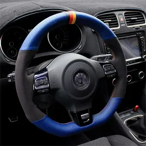 Protector para volante de coche, cuero de ante negro portátil para VW Polo GTI Scirocco <span class=keywords><strong>R</strong></span> Passat CC <span class=keywords><strong>r</strong></span>-line 2010 Volkswagen Golf 6 GTI MK6 - Product Image 5