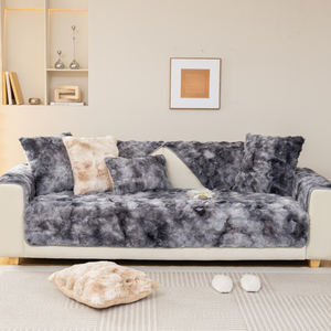 Automne hiver résistant à la saleté coloré mousse en peluche canapé coussin Cojin Para canapé épaissi antidérapant <span class=keywords><strong>bulle</strong></span> lapin polaire housse de canapé - Product Image 2