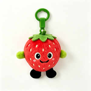 Customized Smiling strawberry plush,keychain with green clip,red strawberry stuffed,bag charm <b>Cute</b> strawberry character - Product Image 5