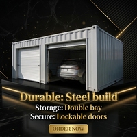 Garage conteneur combiné 2x20 pieds, double unité en acier pour stockage de deux voitures, à baie large et verrouillable, pour véhicules familiaux et atelier
