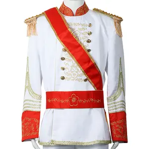 Robe de cour de chanteur de tambour de musique, costume de Prince, Costumes de scène, robe de garde de combat de maréchal, Costumes blancs pour hommes