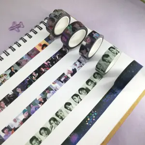 Hotsale Băng Dán Mặt Nạ Washi In Chữ B Tùy Chỉnh Bộ Sao Kpop Dễ Thương Chữ T Trong Suốt