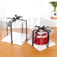 Boîte en plastique transparente carrée haute pour la présentation de gâteaux, emballage, rangement, avec couvercle, pour boîte cadeau