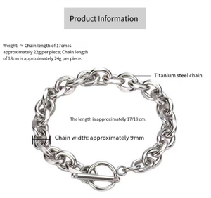 Unisex Cuba Geométrica Link Cadeia Material de Aço Inoxidável 19cm Banhado A Prata O/T bar Design Moda Jóias Pulseira para Homem - Product Image 3