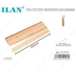 Bastoncini di legno Iln 3x25x300 mm 6 pezzi per miscelare vernici - Product Image 1