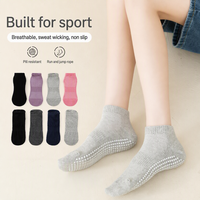 Chaussettes de yoga antidérapantes personnalisées avec logo pour femmes, en coton peigné respirant avec maille, chaussettes de maintien de la cheville pour Pilates, Barre, Danse, Sol à domicile
