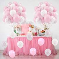 Décorations pour la maison, anniversaires, mariages, fêtes - Ensemble de 30 ballons - Ballons en latex rose avec nœud - Ballons imprimés - Ballons à confettis métalliques