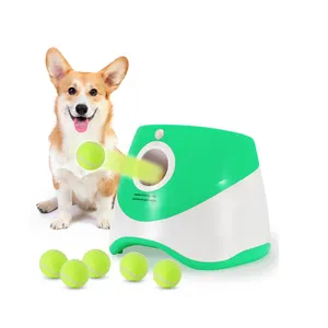 Mesin lempar bola otomatis, mainan anjing latihan lempar bola pelempar bola peluncur bola tenis hewan peliharaan