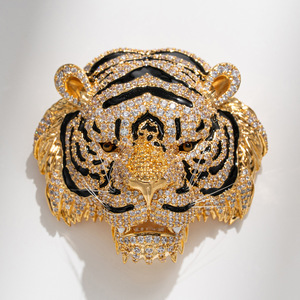 Broche con Cabeza de Tigre de Diseño Original, Chapado en Oro, Aleación de Zinc, Unisex, Pin de Moda, Regalo - Product Image 3