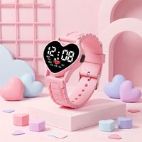 Jam Tangan LED Fashion Hot Sale, Tali Silikon Kartun, Bentuk Hati Lucu, Jam Digital untuk Anak-anak