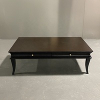 Table basse en bois massif rectangulaire fabriquée à la main Design moderne de parquet incrustation de mosaïque Base en bois robuste pour le salon